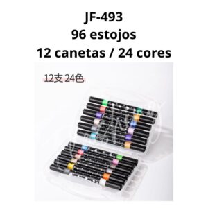 JF-493 12 CANETINHAS 24 CORES (com glitter)