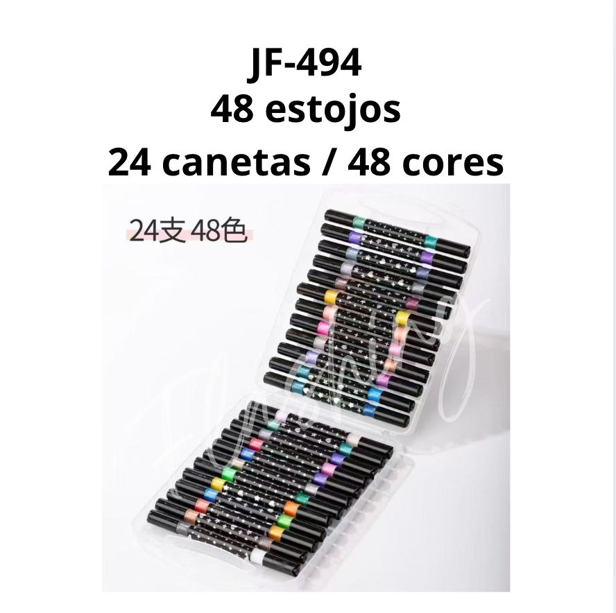 JF-494 24 CANETINHAS 48 CORES (com glitter)